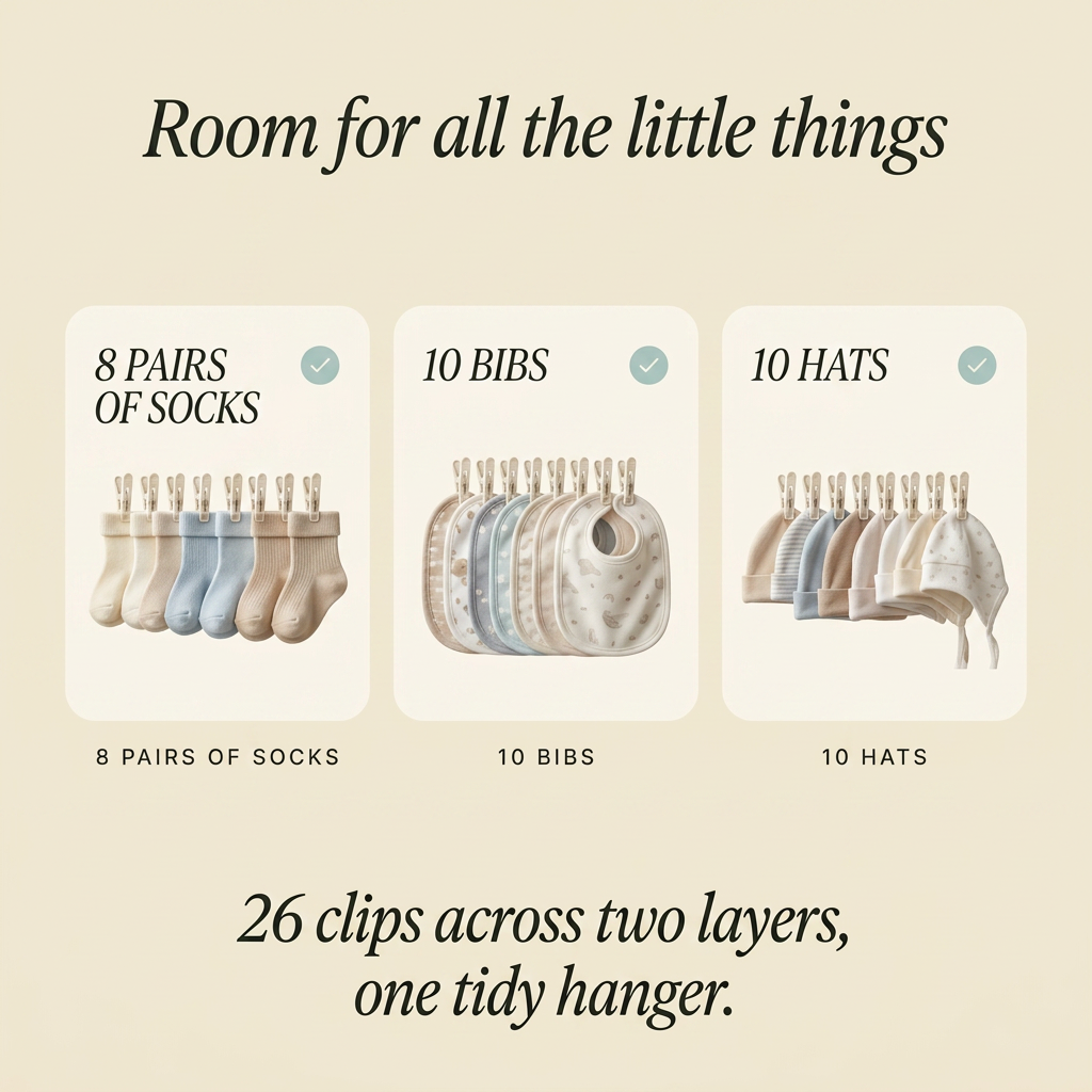 LumaBelly Baby Clothes Hanger (26 Clips)