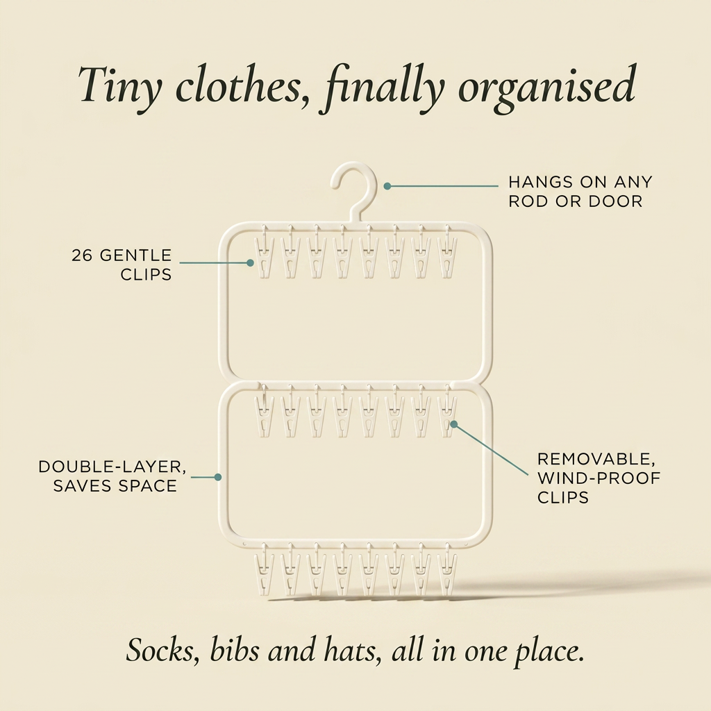 LumaBelly Baby Clothes Hanger (26 Clips)