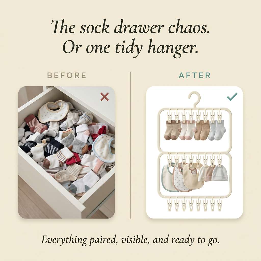LumaBelly Baby Clothes Hanger (26 Clips)